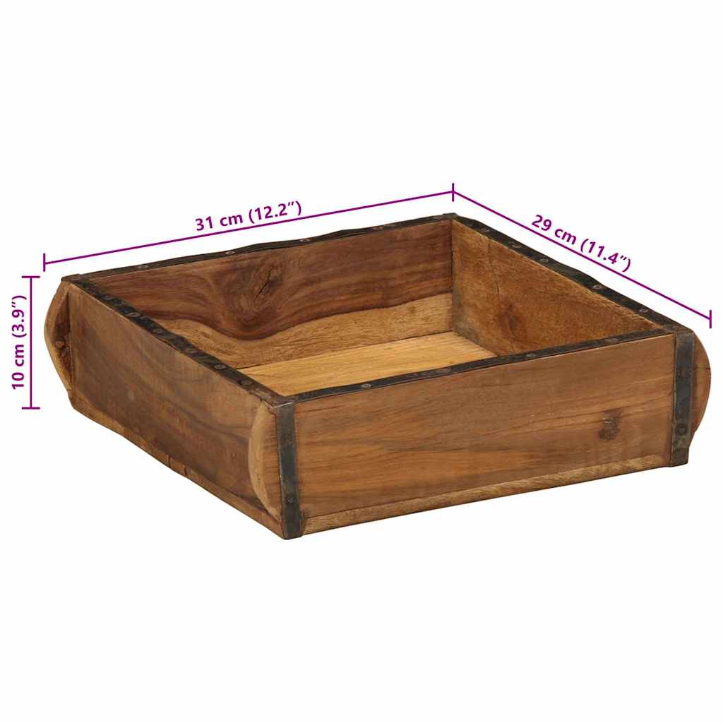Dienblad 4 pcs Bruin 29 x 31 x 10 cm Massief Gerecycled Hout is nu te koop bij PeponiXL, paradijselijk wonen!