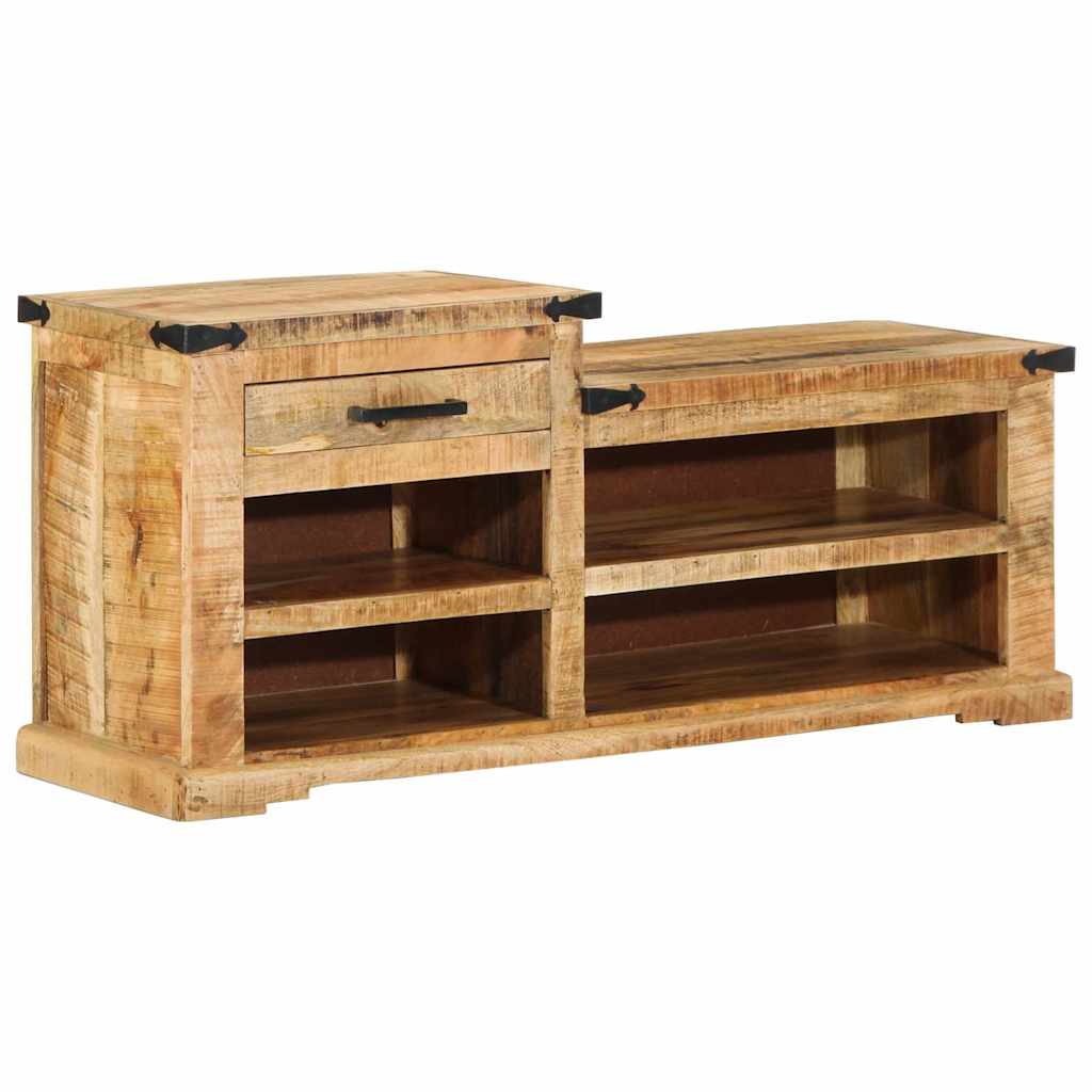Bank met lade met opslag Bruin 110 x 35 x 50 cm Ruw Mango is nu te koop bij PeponiXL, paradijselijk wonen!
