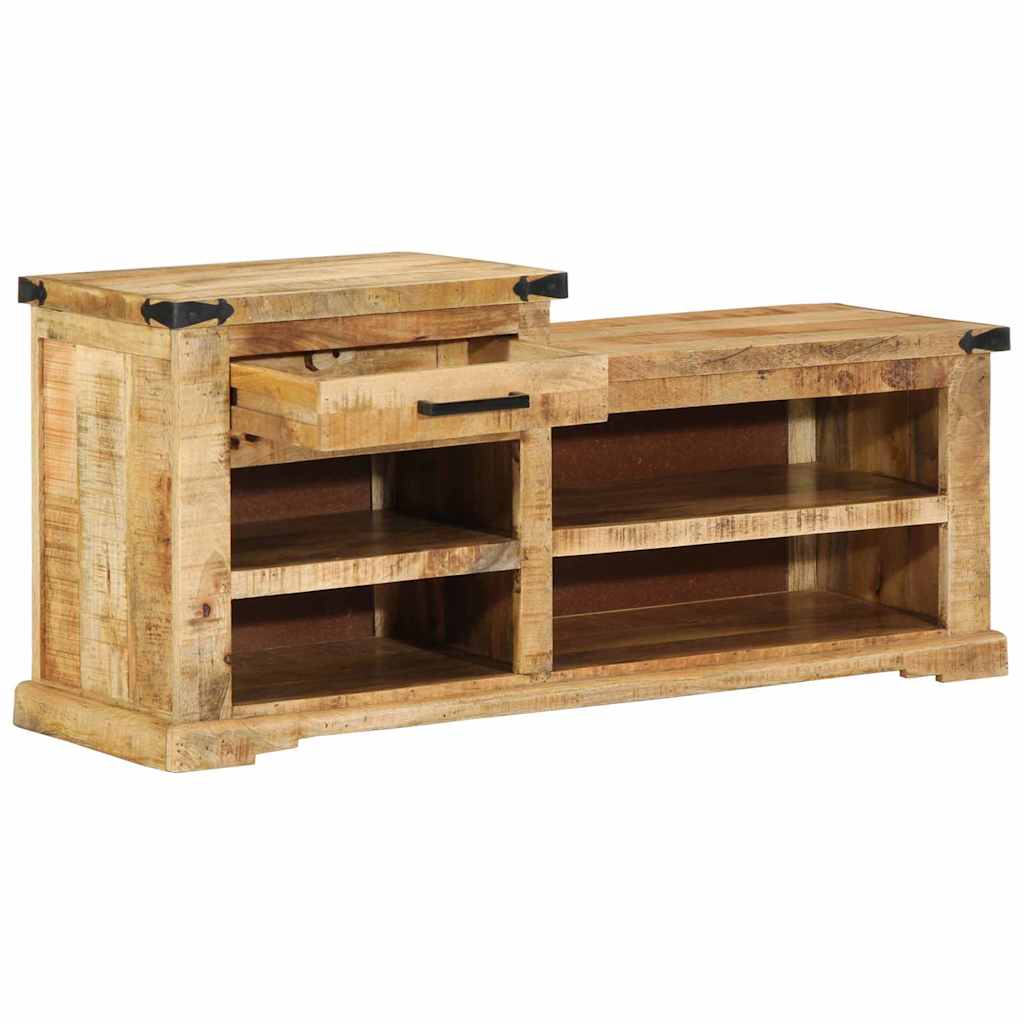 Bank met lade met opslag Bruin 110 x 35 x 50 cm Ruw Mango is nu te koop bij PeponiXL, paradijselijk wonen!