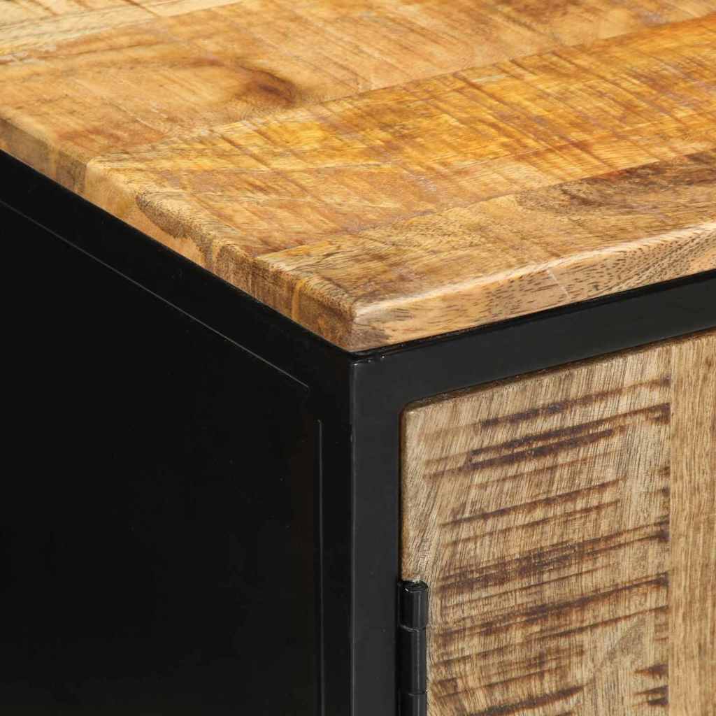 Nachtkastje Bruin en zwart 50 x 30 x 45 cm Massief Mango Hout is nu te koop bij PeponiXL, paradijselijk wonen!