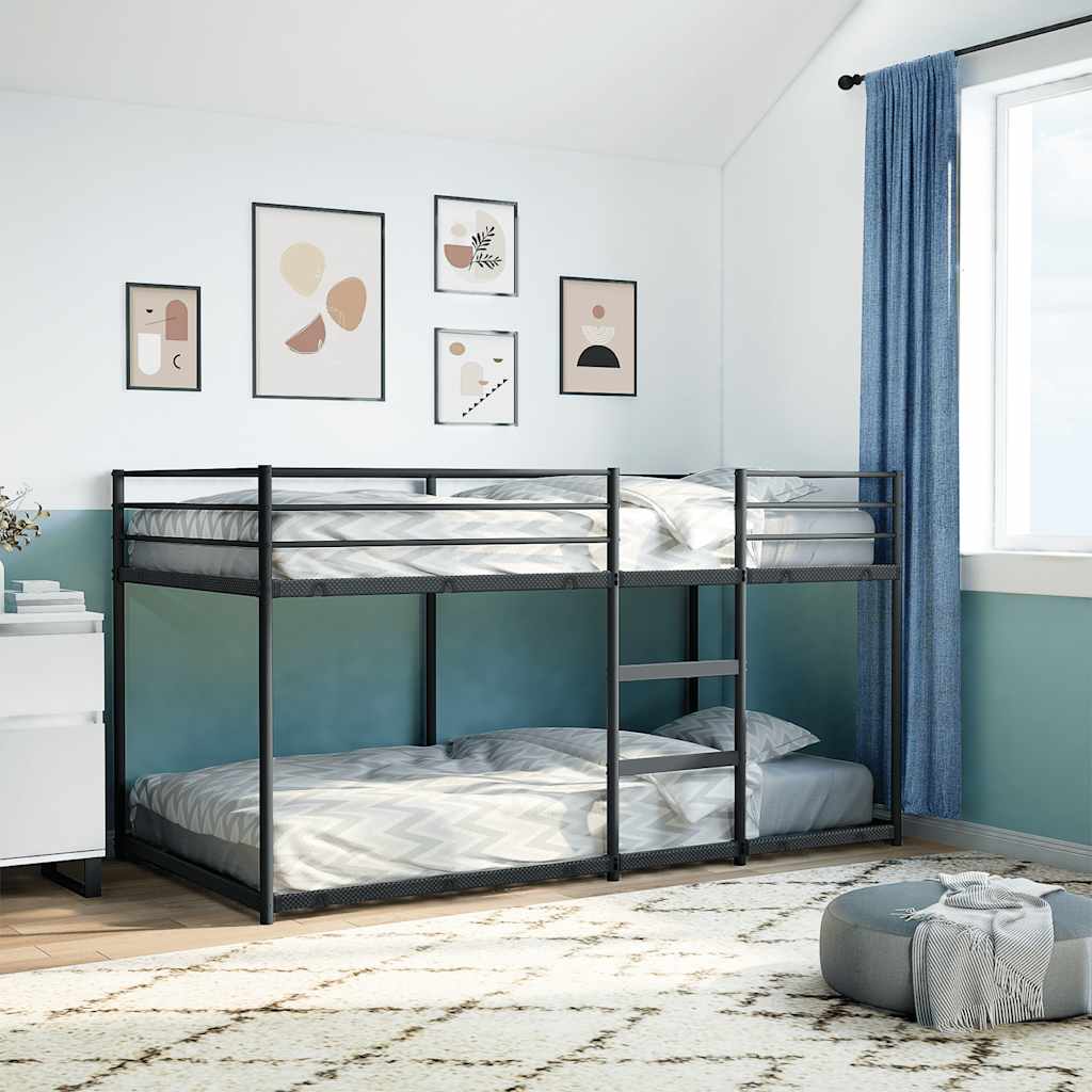 Stapelbed zonder matras 90x200 cm staal zwart is nu te koop bij PeponiXL, paradijselijk wonen!