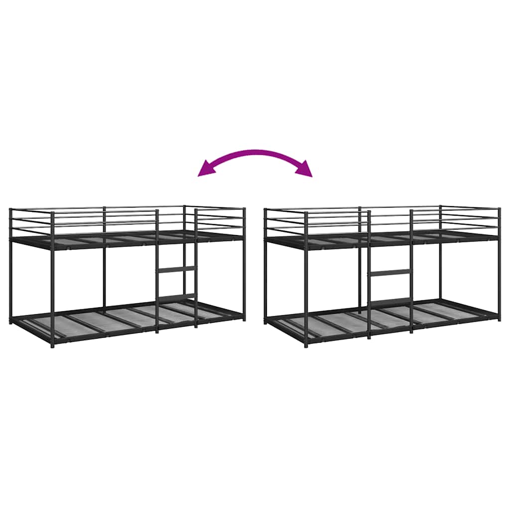 Stapelbed zonder matras 90x200 cm staal zwart is nu te koop bij PeponiXL, paradijselijk wonen!