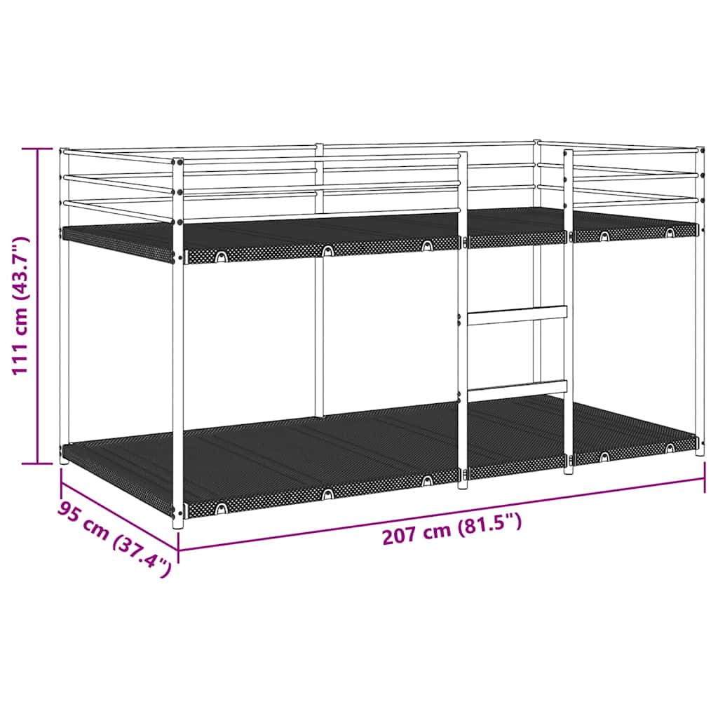 Stapelbed zonder matras 90x200 cm staal zwart is nu te koop bij PeponiXL, paradijselijk wonen!