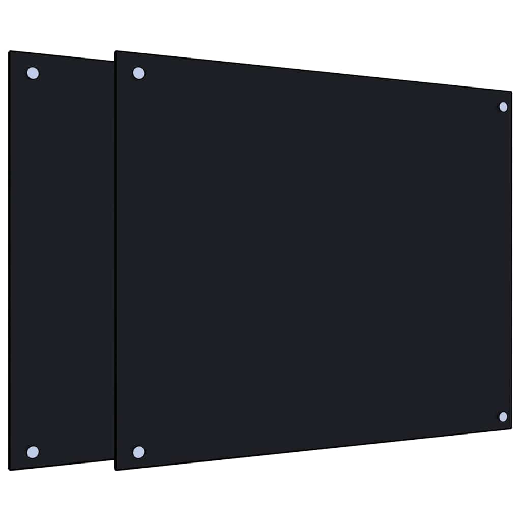 Spatschermen keuken 2 st 70x60 cm gehard glas zwart is nu te koop bij PeponiXL, paradijselijk wonen!
