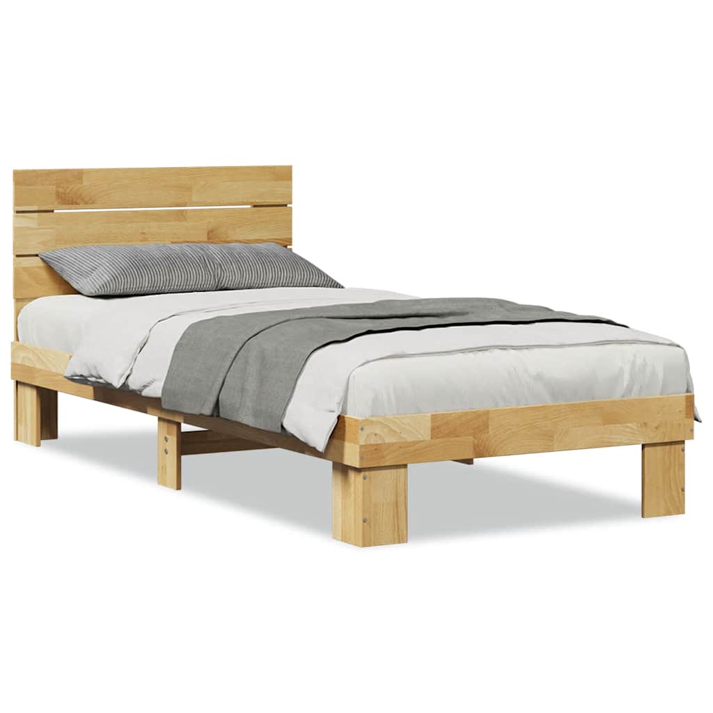 Bedframe hoofdeinde zonder matras 75x190 cm massief hout eiken is nu te koop bij PeponiXL, paradijselijk wonen!