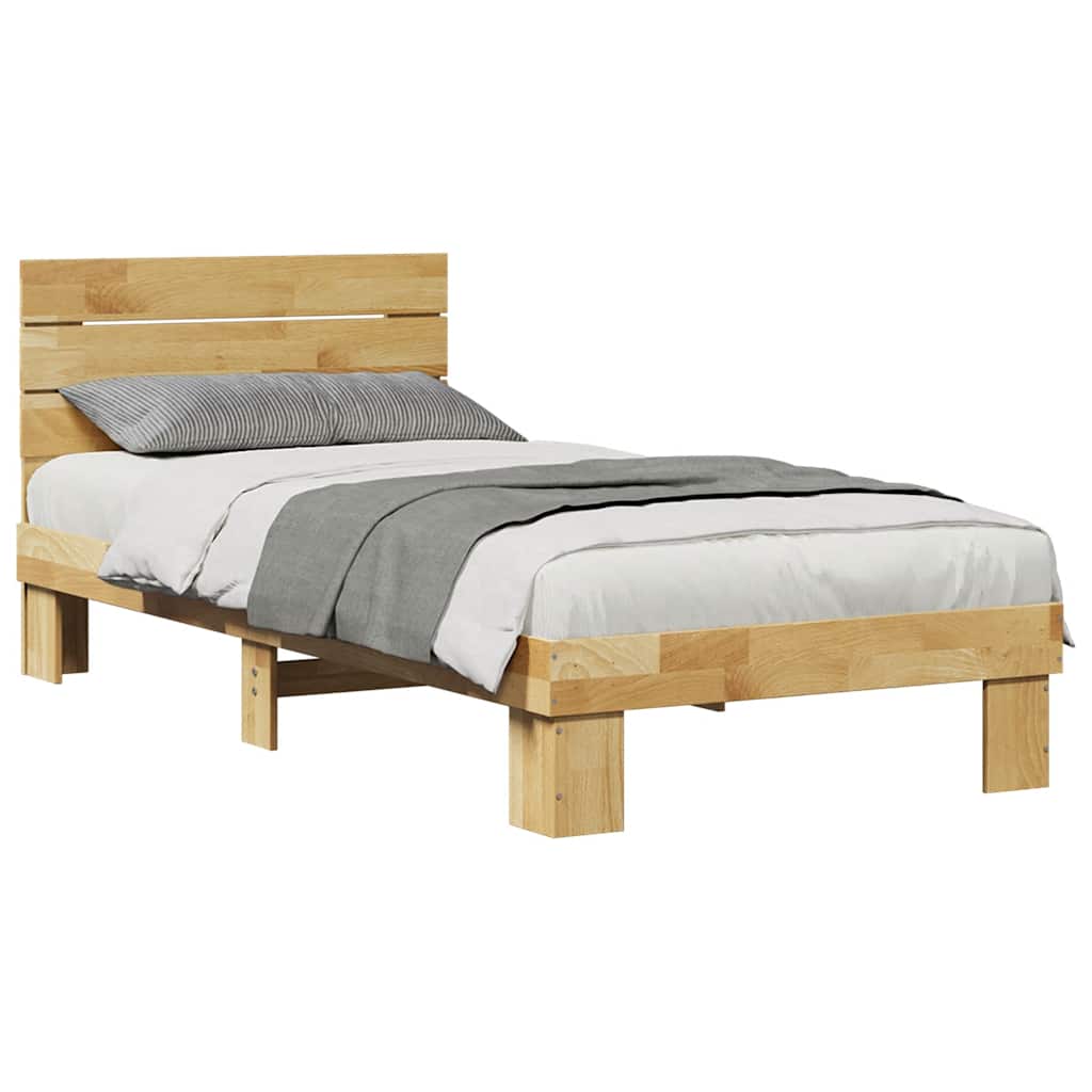 Bedframe hoofdeinde zonder matras 75x190 cm massief hout eiken is nu te koop bij PeponiXL, paradijselijk wonen!
