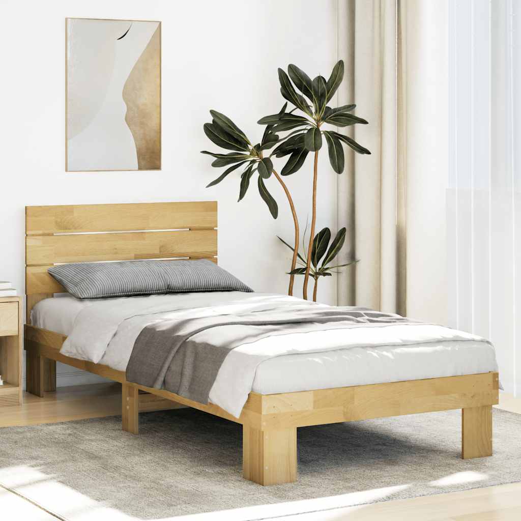 Bedframe hoofdeinde zonder matras 75x190 cm massief hout eiken is nu te koop bij PeponiXL, paradijselijk wonen!