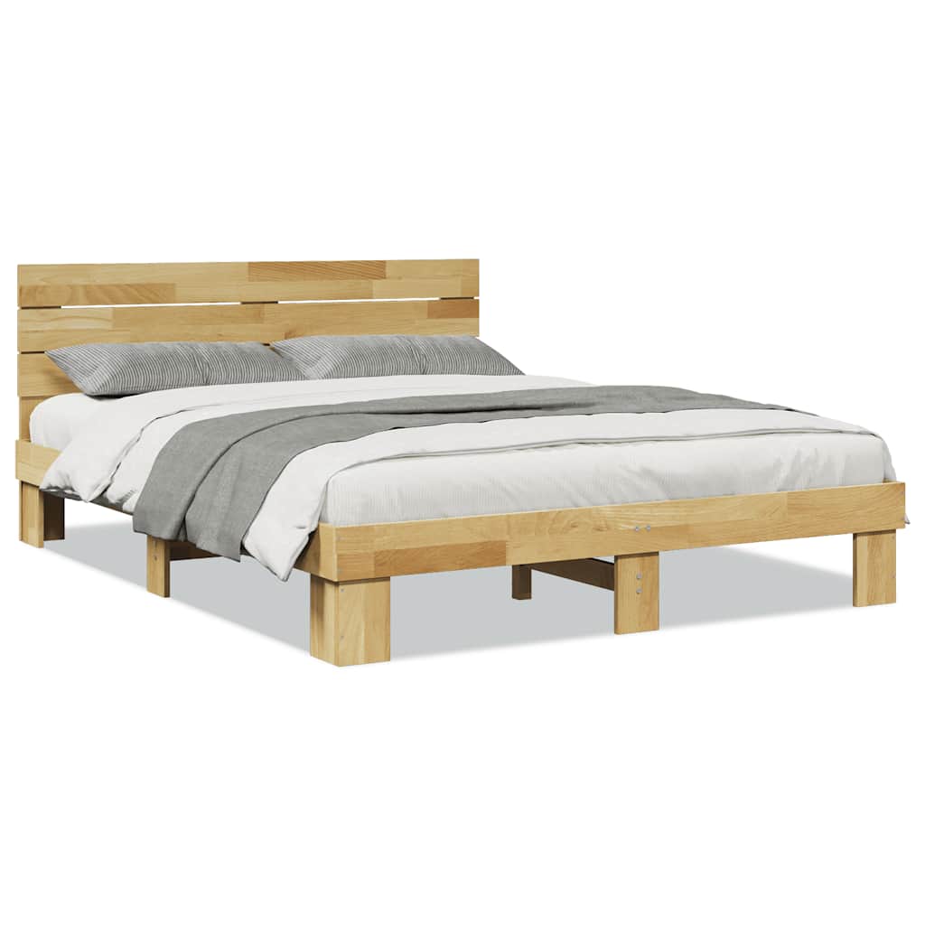 Bedframe hoofdeinde zonder matras 135x190 cm massief hout eiken is nu te koop bij PeponiXL, paradijselijk wonen!