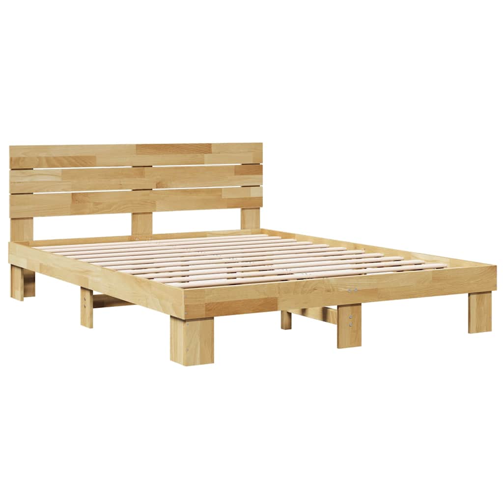 Bedframe hoofdeinde zonder matras 135x190 cm massief hout eiken is nu te koop bij PeponiXL, paradijselijk wonen!