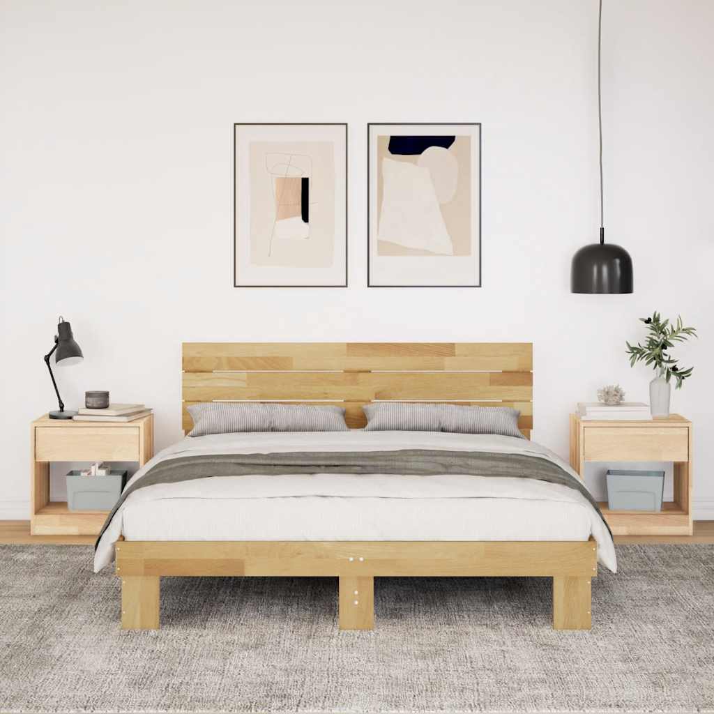 Bedframe hoofdeinde zonder matras 135x190 cm massief hout eiken is nu te koop bij PeponiXL, paradijselijk wonen!