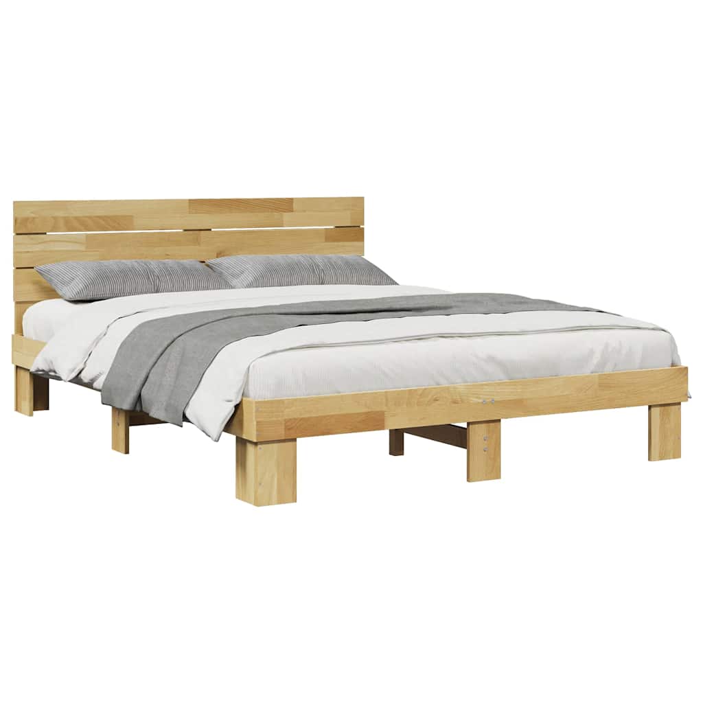 Bedframe hoofdeinde zonder matras 135x190 cm massief hout eiken is nu te koop bij PeponiXL, paradijselijk wonen!