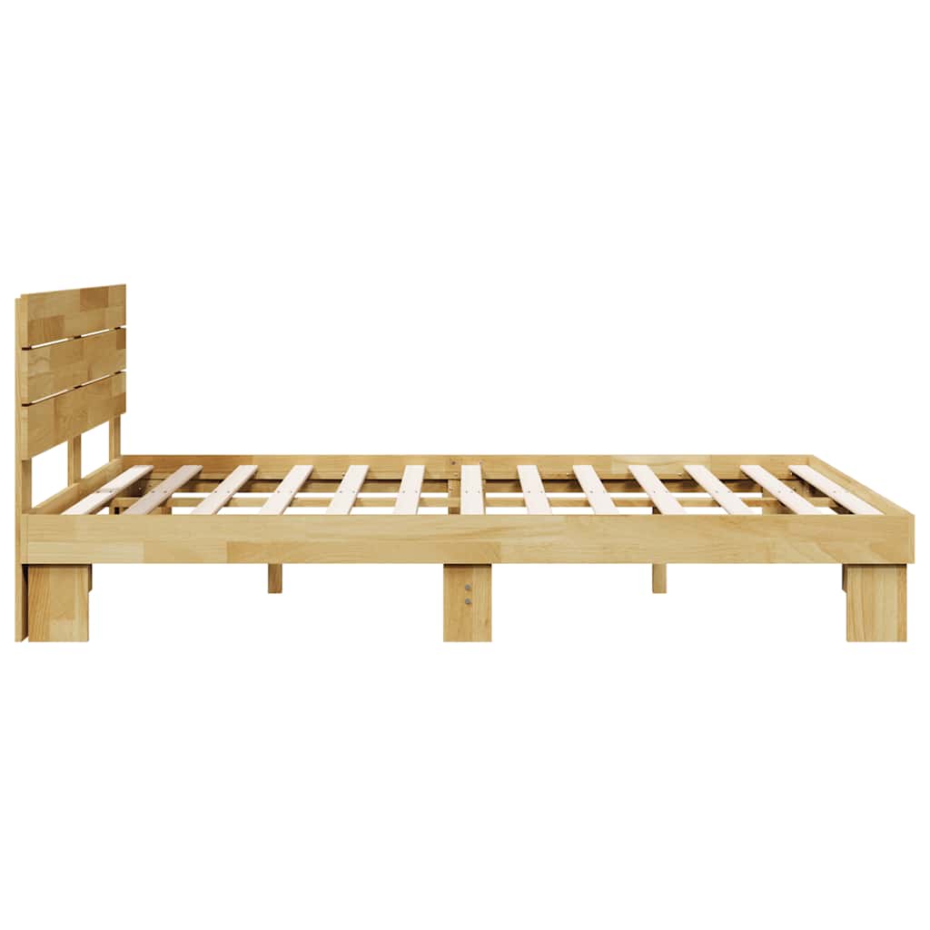 Bedframe hoofdeinde zonder matras 135x190 cm massief hout eiken is nu te koop bij PeponiXL, paradijselijk wonen!