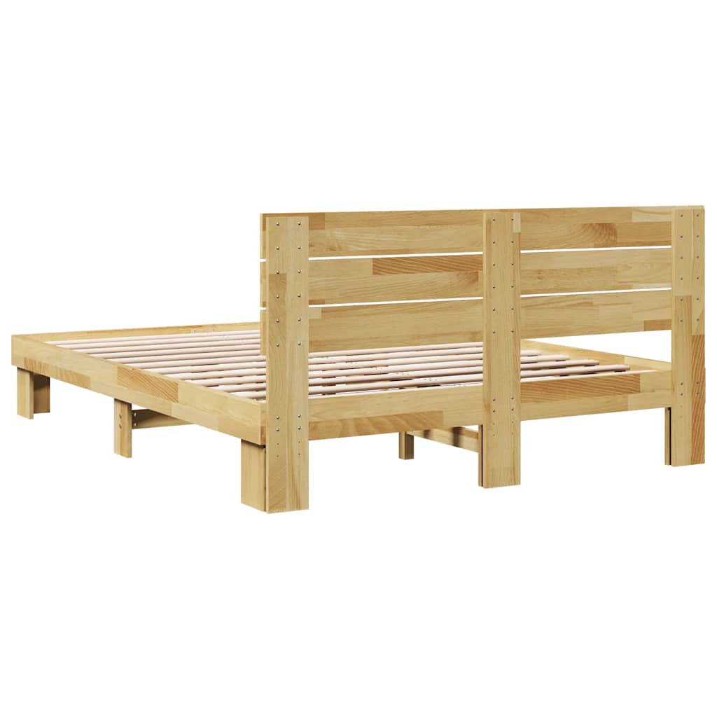 Bedframe hoofdeinde zonder matras 135x190 cm massief hout eiken is nu te koop bij PeponiXL, paradijselijk wonen!