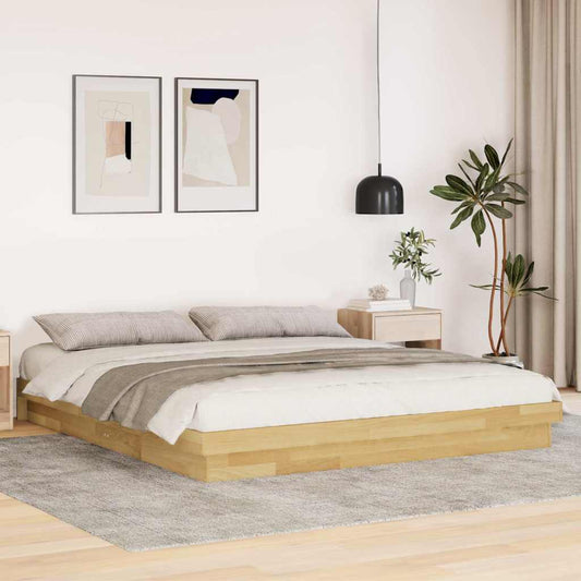 Bedframe zonder matras 200x200 cm massief hout eiken is nu te koop bij PeponiXL, paradijselijk wonen!