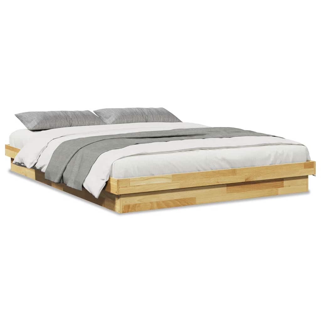 Bedframe zonder matras 160x200 cm massief hout eiken is nu te koop bij PeponiXL, paradijselijk wonen!