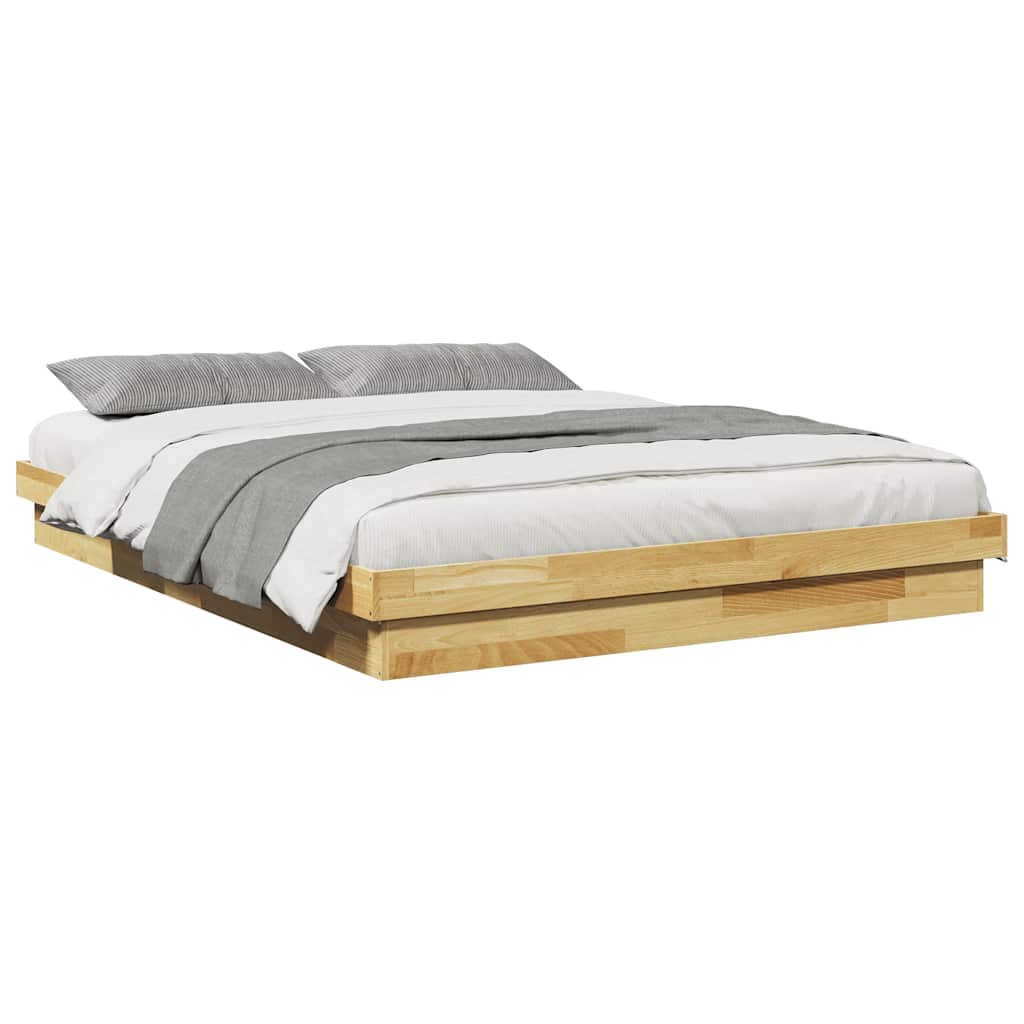 Bedframe zonder matras 160x200 cm massief hout eiken is nu te koop bij PeponiXL, paradijselijk wonen!