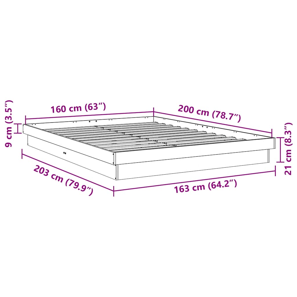 Bedframe zonder matras 160x200 cm massief hout eiken is nu te koop bij PeponiXL, paradijselijk wonen!