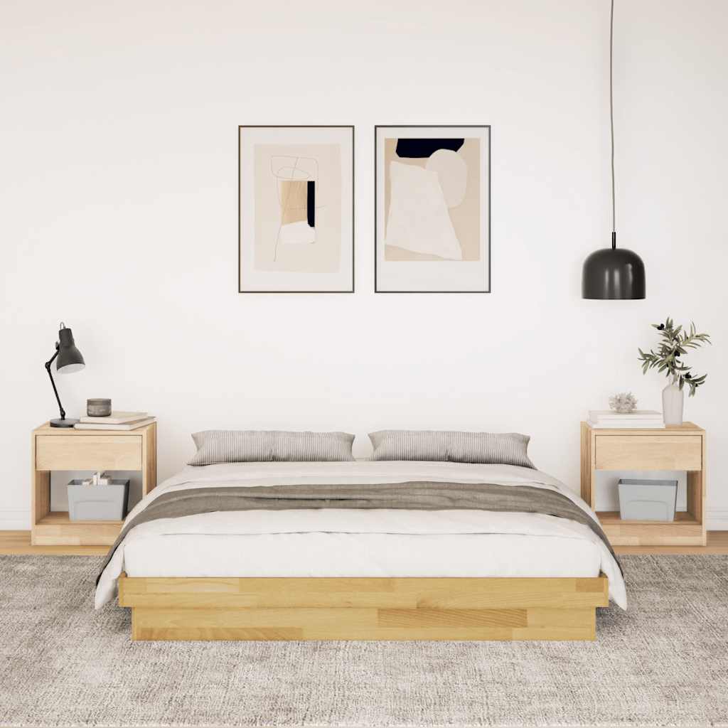 Bedframe zonder matras 150x200 cm massief hout eiken is nu te koop bij PeponiXL, paradijselijk wonen!