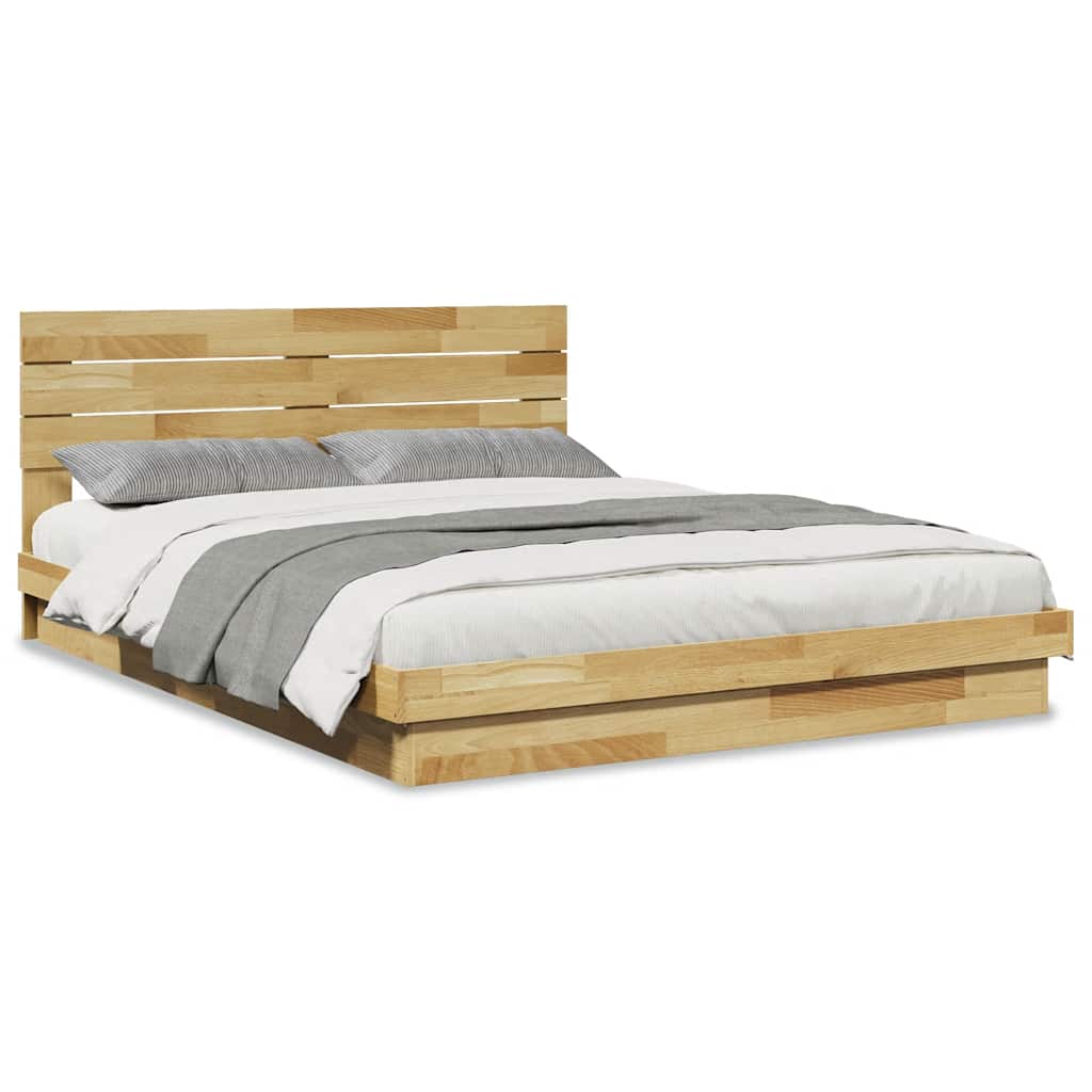 Bedframe hoofdeinde zonder matras 160x200 cm massief eikenhout is nu te koop bij PeponiXL, paradijselijk wonen!