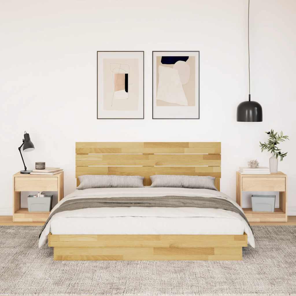 Bedframe hoofdeinde zonder matras 160x200 cm massief eikenhout is nu te koop bij PeponiXL, paradijselijk wonen!