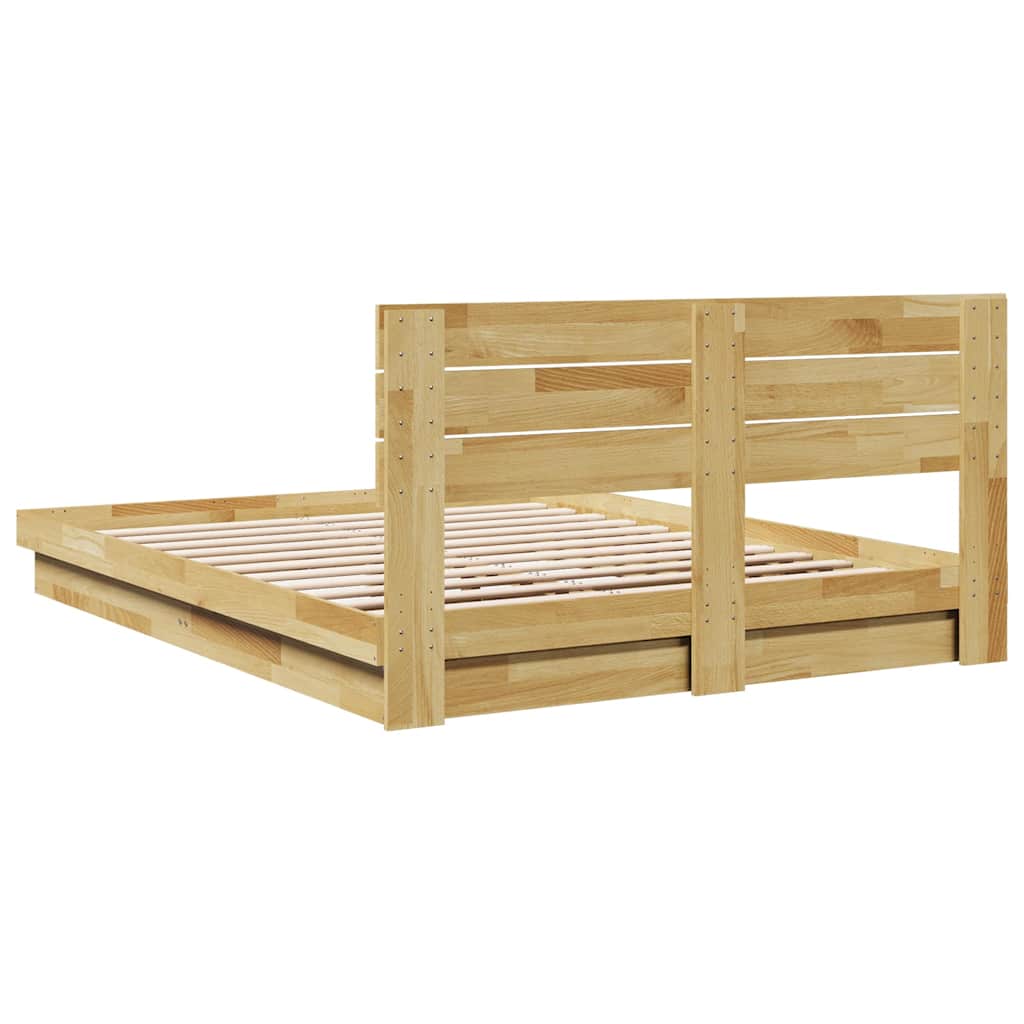 Bedframe hoofdeinde zonder matras 160x200 cm massief eikenhout is nu te koop bij PeponiXL, paradijselijk wonen!