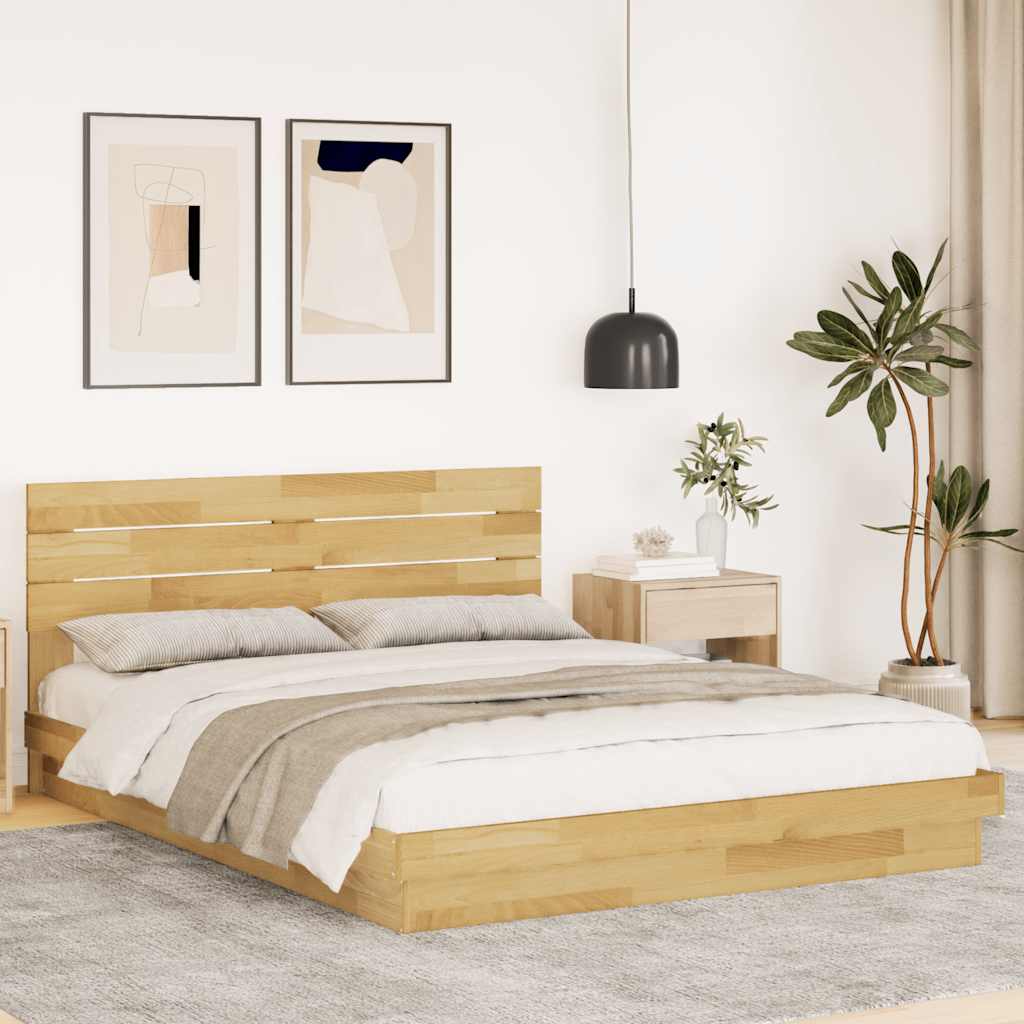 Bedframe hoofdeinde zonder matras 160x200 cm massief eikenhout is nu te koop bij PeponiXL, paradijselijk wonen!