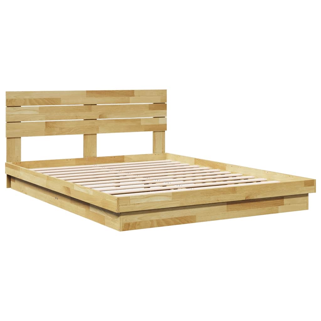Bedframe hoofdeinde zonder matras 150x200 cm massief hout eiken is nu te koop bij PeponiXL, paradijselijk wonen!