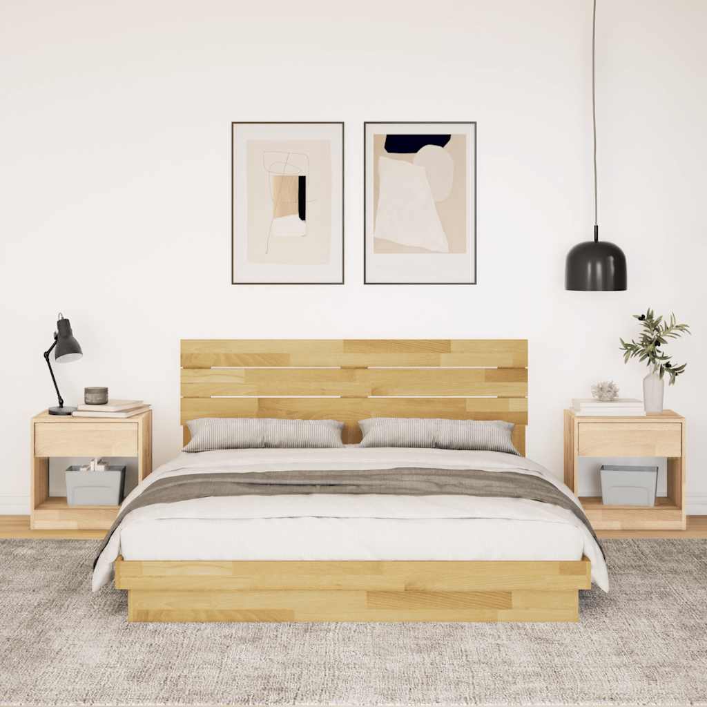 Bedframe hoofdeinde zonder matras 150x200 cm massief hout eiken is nu te koop bij PeponiXL, paradijselijk wonen!