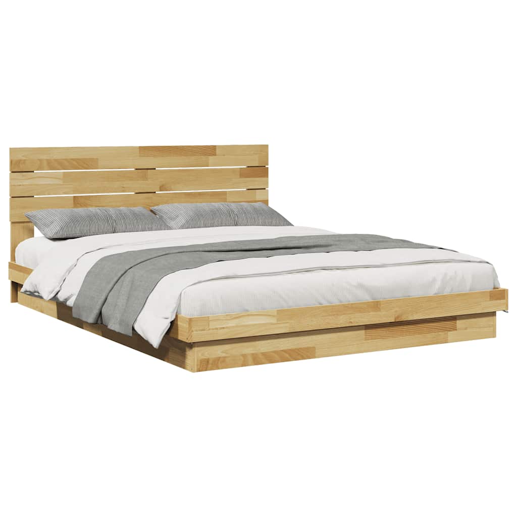 Bedframe hoofdeinde zonder matras 150x200 cm massief hout eiken is nu te koop bij PeponiXL, paradijselijk wonen!