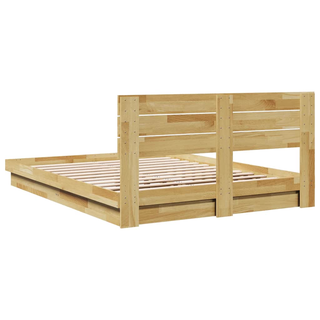 Bedframe hoofdeinde zonder matras 150x200 cm massief hout eiken is nu te koop bij PeponiXL, paradijselijk wonen!