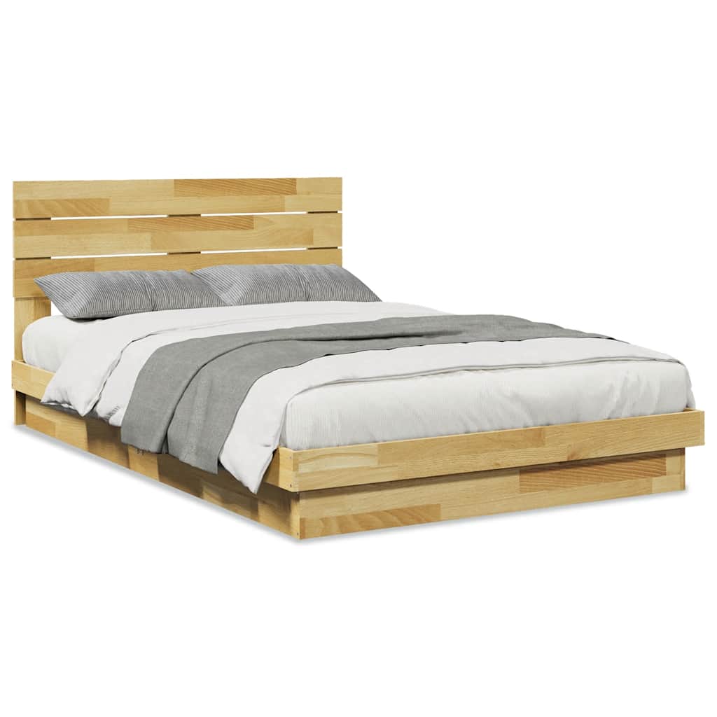 Bedframe hoofdeinde zonder matras 120x200 cm massief hout eiken is nu te koop bij PeponiXL, paradijselijk wonen!