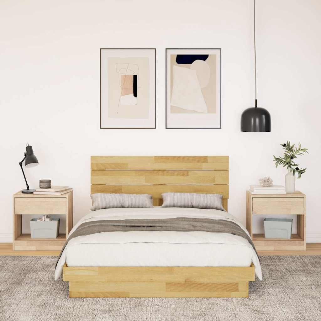 Bedframe hoofdeinde zonder matras 120x200 cm massief hout eiken is nu te koop bij PeponiXL, paradijselijk wonen!