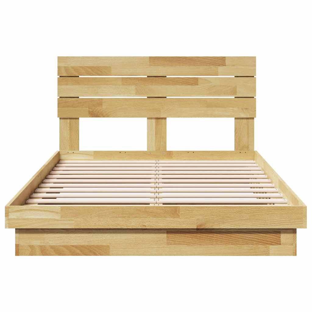 Bedframe hoofdeinde zonder matras 120x200 cm massief hout eiken is nu te koop bij PeponiXL, paradijselijk wonen!