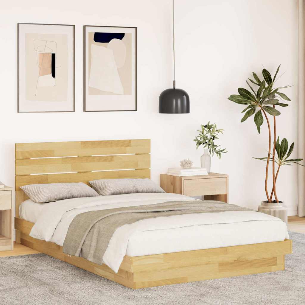 Bedframe hoofdeinde zonder matras 120x200 cm massief hout eiken is nu te koop bij PeponiXL, paradijselijk wonen!