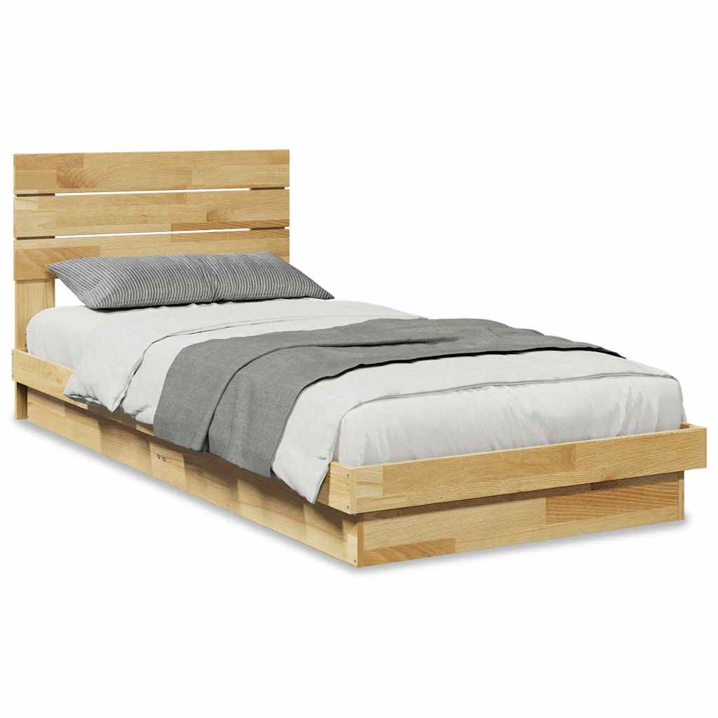 Bedframe hoofdeinde zonder matras 100x200 cm massief hout eiken is nu te koop bij PeponiXL, paradijselijk wonen!