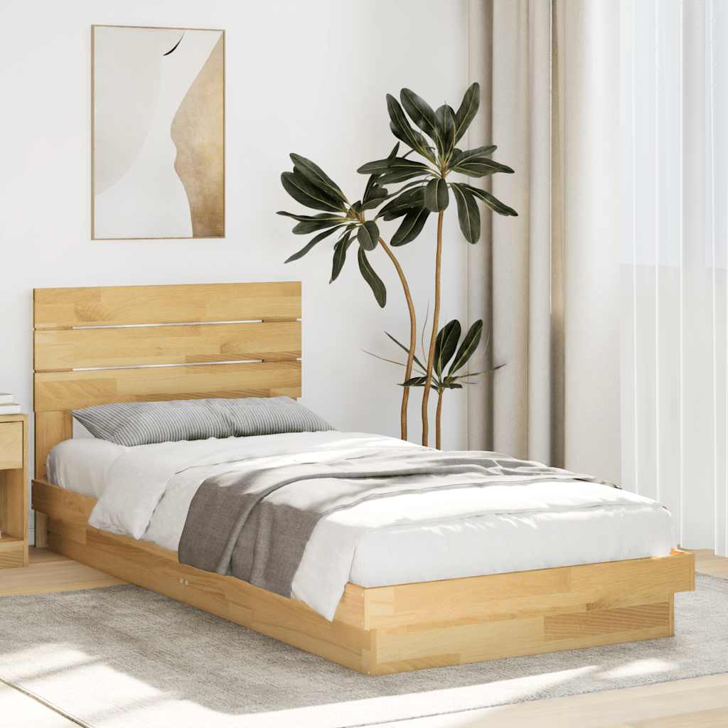 Bedframe hoofdeinde zonder matras 100x200 cm massief hout eiken is nu te koop bij PeponiXL, paradijselijk wonen!