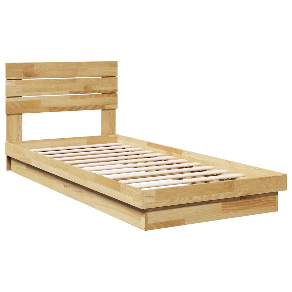 Bedframe hoofdeinde zonder matras 75x190 cm massief hout eiken is nu te koop bij PeponiXL, paradijselijk wonen!