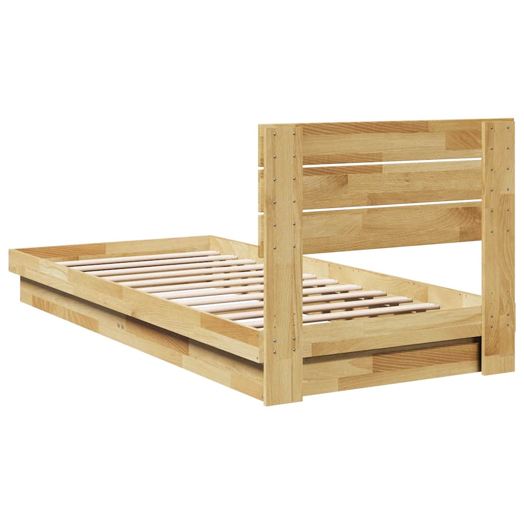 Bedframe hoofdeinde zonder matras 75x190 cm massief hout eiken is nu te koop bij PeponiXL, paradijselijk wonen!