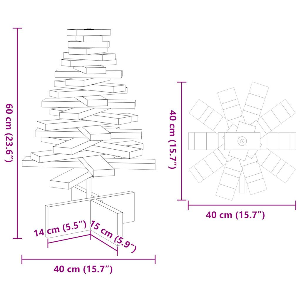 Kerstdecoratie kerstboom 60 cm massief grenenhout wit is nu te koop bij PeponiXL, paradijselijk wonen!