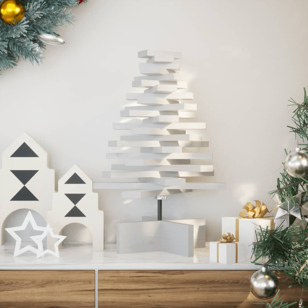 Kerstdecoratie kerstboom 60 cm massief grenenhout wit is nu te koop bij PeponiXL, paradijselijk wonen!