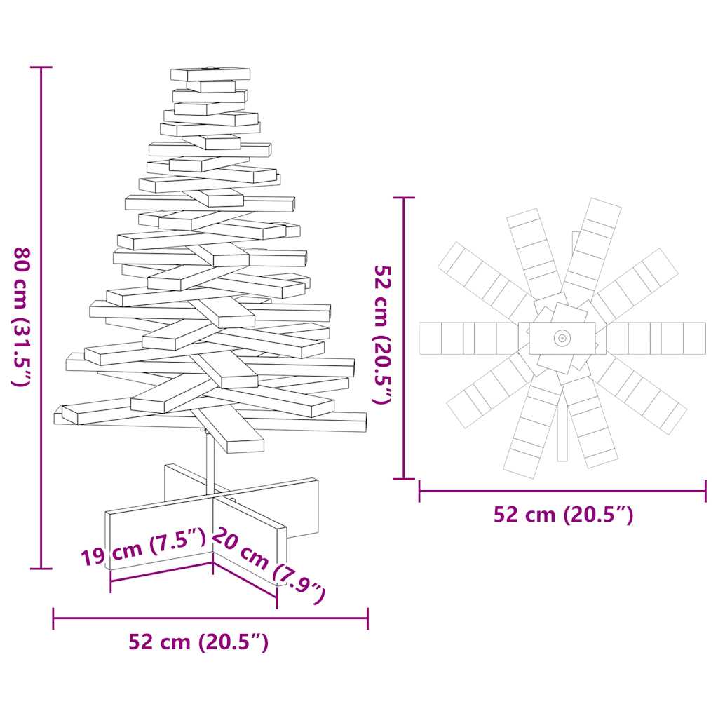 Kerstdecoratie kerstboom 80 cm massief grenenhout wasbruin is nu te koop bij PeponiXL, paradijselijk wonen!