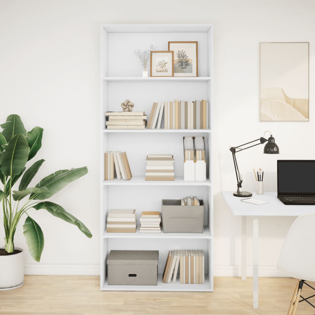 Boekenkast 80x30x189 cm bewerkt hout wit is nu te koop bij PeponiXL, paradijselijk wonen!