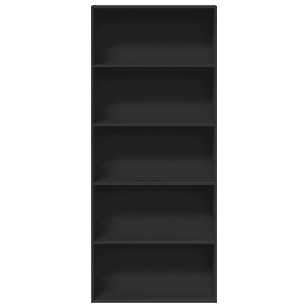 Boekenkast 80x30x189 cm bewerkt hout zwart is nu te koop bij PeponiXL, paradijselijk wonen!