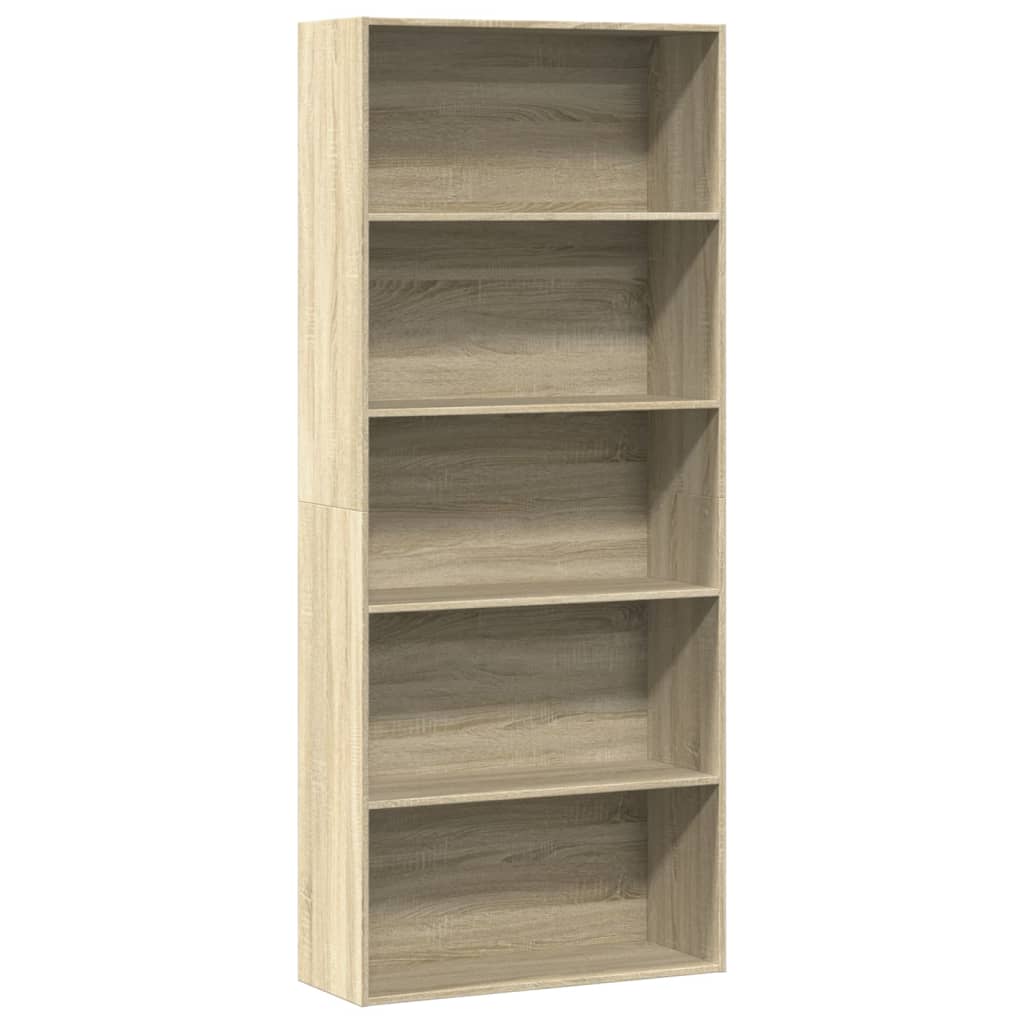 Boekenkast 80x30x189 cm bewerkt hout sonoma eikenkleurig is nu te koop bij PeponiXL, paradijselijk wonen!