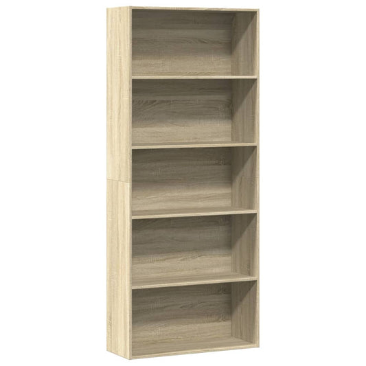 Boekenkast 80x30x189 cm bewerkt hout sonoma eikenkleurig is nu te koop bij PeponiXL, paradijselijk wonen!