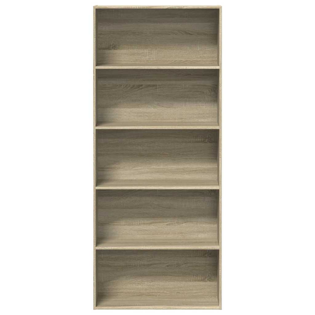 Boekenkast 80x30x189 cm bewerkt hout sonoma eikenkleurig is nu te koop bij PeponiXL, paradijselijk wonen!