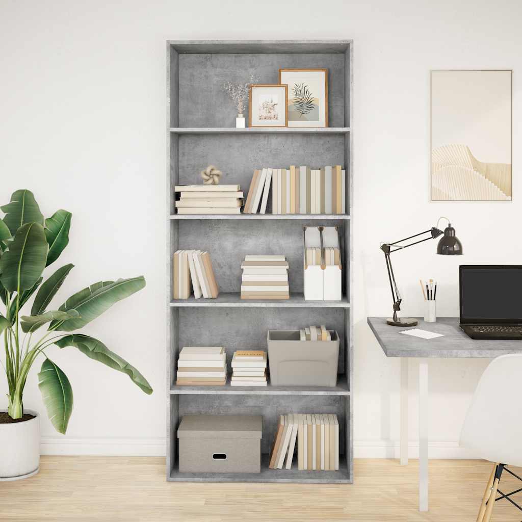 Boekenkast 80x30x189 cm bewerkt hout betongrijs is nu te koop bij PeponiXL, paradijselijk wonen!