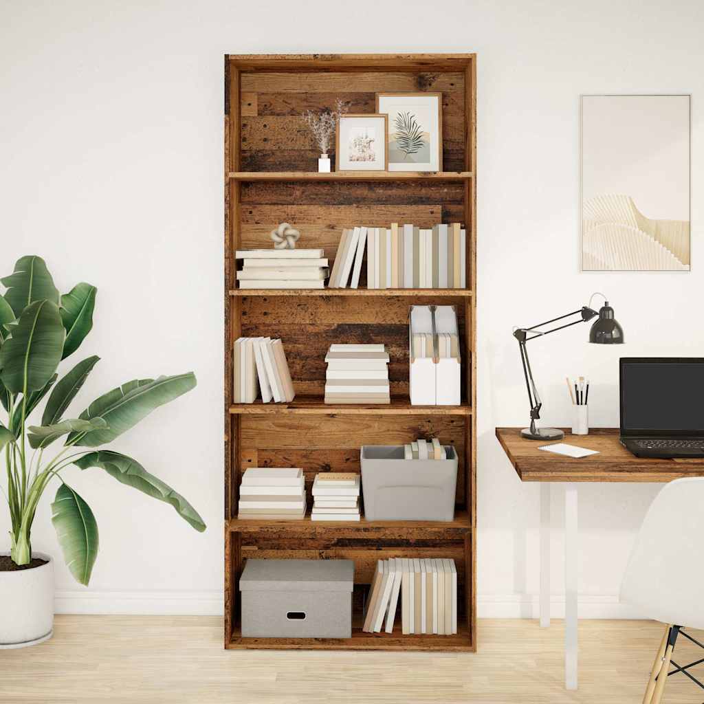 Boekenkast 80x30x189 cm bewerkt hout oud houtkleurig is nu te koop bij PeponiXL, paradijselijk wonen!
