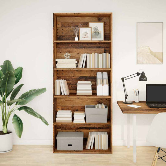 Boekenkast 80x30x189 cm bewerkt hout oud houtkleurig is nu te koop bij PeponiXL, paradijselijk wonen!