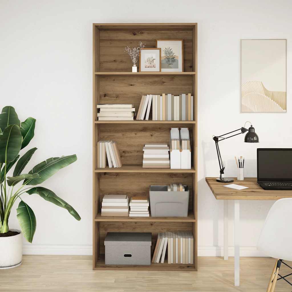 Boekenkast 80x30x189 cm bewerkt hout artisanaal eikenkleur is nu te koop bij PeponiXL, paradijselijk wonen!